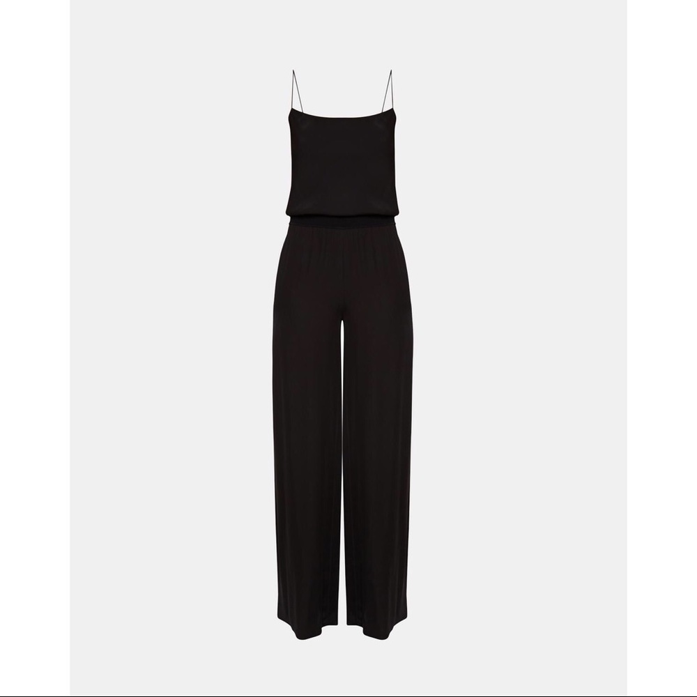 Theory Spaghetti Strap Silk Black Jumpsuit - S